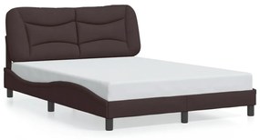 3207775 vidaXL Cadru de pat cu tăblie, maro închis, 140x200 cm, textil