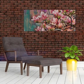 Tablou - Pictură în ulei, Sakura în floare (120x50 cm)