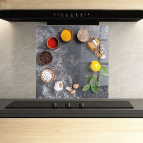 Panou Sticla Bucatarie, 100x100cm, Protectie aragaz, Antistropi, Termorezistent, Alimente, Condimente, Seasonings With Oil