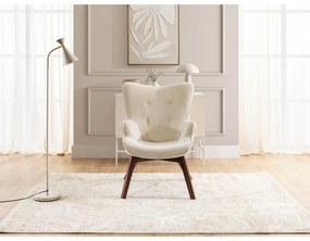 Fotoliu bej cu tapițerie din catifea reiată Niko – Ropez