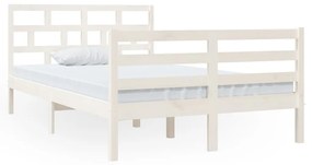 3101254 vidaXL Cadru de pat mic dublu, alb, 120x190 cm, lemn masiv