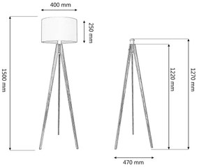 Lampadar HELEN 1xE27/15W/230V crem/auriu/stejar