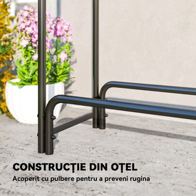 Outsunny Suport Lemne de 1m³ Reglabil cu Acoperire Impermeabilă 300x36x99 cm | Aosom Romania