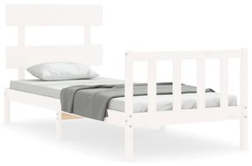 3193262 vidaXL Cadru de pat cu tăblie, alb, 100x200 cm, lemn masiv