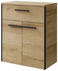 Dulap de baie în culoare naturală jos/suspendat cu aspect de lemn de stejar 72x60 cm Quickset 395 – Pelipal