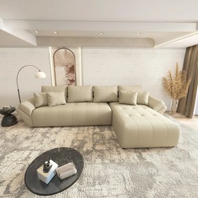 Colțar extensibil dumonde cu ladă de depozitare si sezut confortabil din spuma high-density, Berlin XL Enjoy Camel 350x185 cm II