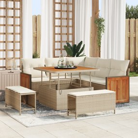 vidaXL Set de canapele pentru grădină cu pernă 8 pcs bej și crem
