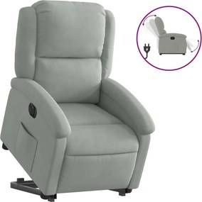 vidaXL Fotoliu electric rabatabil cu ridicare, gri deschis, catifea
