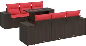 vidaXL Set canapele de grădină cu perne, 7 piese, maro, poliratan