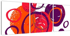 Tablou - Motiv cercuri în culori calde (cu ceas) (90x30 cm)