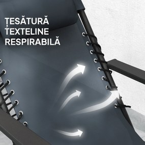 Outsunny Set de 2 Șezlonguri de Grădină cu Gravitație Zero și Măsuță cu Suport pentru Pahare, 47x47x54 cm, Gri | Aosom Romania