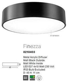 Lustra aplicata design modern 45cm Finezza negru NVL-8218403