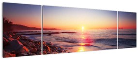 Tablou modern - apus de soare peste mare (170x50cm)
