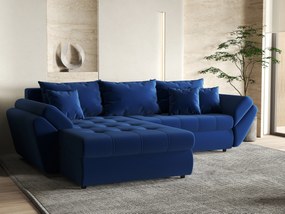 Colțar extensibil dumonde cu ladă de depozitare si sezut confortabil din spuma high-density, Loana Royal Blue 270x185 cm