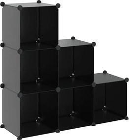 vidaXL Organizator cub de depozitare, 6 cuburi, negru, PP