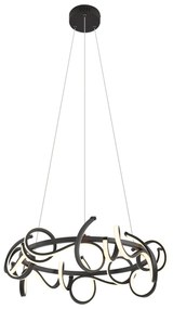 Lampă suspendată de design neagră rotundă cu dimmer în 3 trepte - Krisscross
