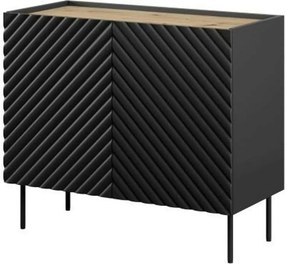 Comoda ONDA, negru/stejar, PAL laminat, 98x45x85 cm