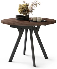Mazzoni ALMO Stejar Maro/picioare negre - MASĂ ROTUNDĂ EXTENSIBILĂ CU PICIOARE ÎN FORMĂ DE Y STIL LOFT PENTRU SALON/SUFRAGERIE