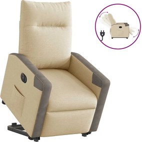 vidaXL Fotoliu electric rabatabil cu ridicare, crem, textil