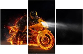 Tablou - Motociclist cu flăcări (90x60 cm)