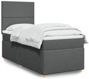 vidaXL Pat box spring cu saltea, gri închis, 80x200 cm, textil