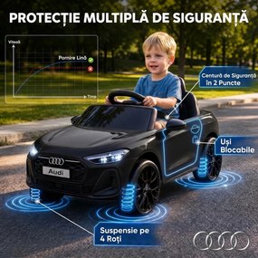 AIYAPLAY Mașină Electrică pentru Copii 12V Audi A5L cu Telecomandă, Baterie cu Litiu, 2 Motoare, Telecomandă, Negru | Aosom Romania