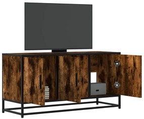 vidaXL Dulap TV stejar fumuriu, 100x35x50 cm lemn prelucrat și metal