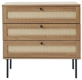 Comodă în culoare naturală joasă cu aspect de lemn de stejar 80x75 cm Pensacola – Unique Furniture