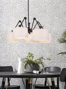 Lustra moderna cu 5 brate articulate Amsterdam abajur textil alb