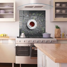 Panou Sticla Bucatarie, 100x100cm, Protectie aragaz, Antistropi, Termorezistent, Alimente, Cafea, Black Board Coffee