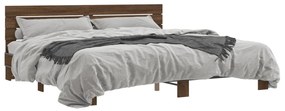 3280136 vidaXL Cadru de pat, stejar maro, 180x200 cm, lemn prelucrat și metal