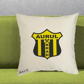 Perna Personalizata Aurul Brad Fotbal, 40x40 cm, Ecru, Husa Detasabila, Perna Inclusa, BEKZ®