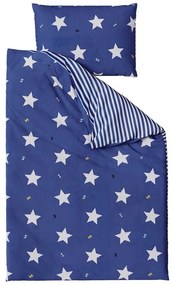 Lenjerie de pat din bumbac albastru WHITE STRIPES
