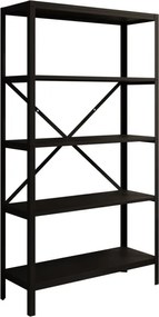 Raft metalic pentru carti, 80x146.8x30 cm, Rene, ADRK Furniture (Culoare: Negru / Alb Mat)