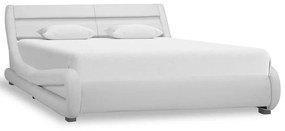 285734 vidaXL Cadru de pat cu LED, alb, 120 x 200 cm, piele ecologică