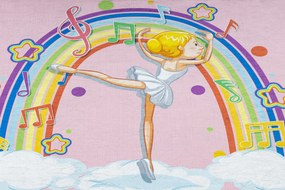 BAMBINO 41870 covor lavabil Balerina, curcubeu pentru copii anti-alunecare - roz