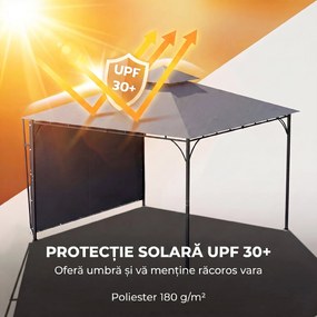 Outsunny Foișor de Grădină 3.2x3.2 m cu Acoperiș Extensibil, Foișor de Exterior cu Acoperiș Dublu Ventilat, Găuri de Drenaj, Cadru Metalic, pentru Grădină, Balcon, Petreceri, Terasă, UV30+, Gri Închis | Aosom Romania