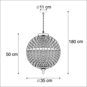 Lampă suspendată Art Deco cu cristal și aur 35 cm - Kasbah