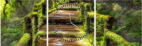 Tablou cu scări într-o pădure tropicală (cu ceas) (90x30 cm)