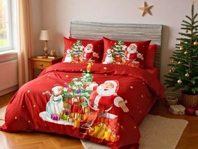 Lenjerie de pat din bumbac 3D SANTA AND GIFTS rosie, 100% bumbac Dimensiune lenjerie de pat: 70 x 90 cm | 140 x 200 cm