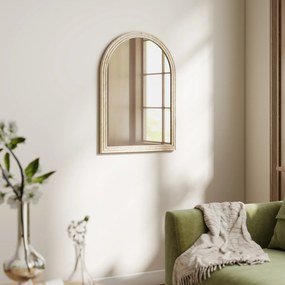 HOMCOM Oglindă de Perete în Formă de Arc cu Margine Canelată 60x2x90 cm Bej | Aosom Romania