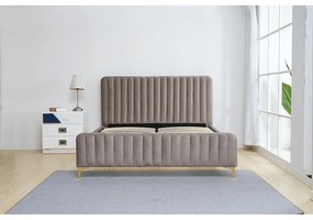 Pat, gri maro Taupe/gold crom auriu mat, 160x200, KAISA
