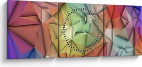 Tablou - Abstracția poligonală (cu ceas) (90x30 cm)