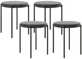 HOMCOM Set de 4 taburete de bucătărie, empilabile, stil catifea, până la 100 kg, cadru din oțel, 41,5 x 41,5 x 46 cm, Gri închis | Aosom Romania