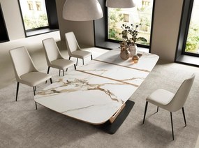 Scaun design LUX, Metal, Piele Sintetica, Sand