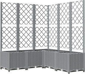 vidaXL Jardinieră de grădină cu spalier gri deschis 120x120x136 cm PP