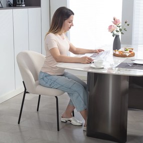 HOMCOM Set de 2 scaune de sufragerie din catifea canaletată, scaune de bucătărie cu picioare din oțel, 56x58x78cm, crem | Aosom Romania