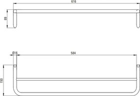 SILIA Suport pentru Prosoape, Dublu - Montare pe Perete Finisaj: Titan ADI_D631