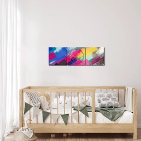 Tablou - Dungi colorate cu pensula (cu ceas) (90x30 cm)