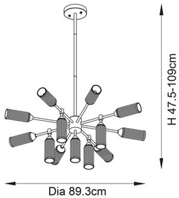Lustră pe tijă Endon 106256 TOUR 13xG9/3W/230V alamă